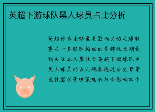 英超下游球队黑人球员占比分析