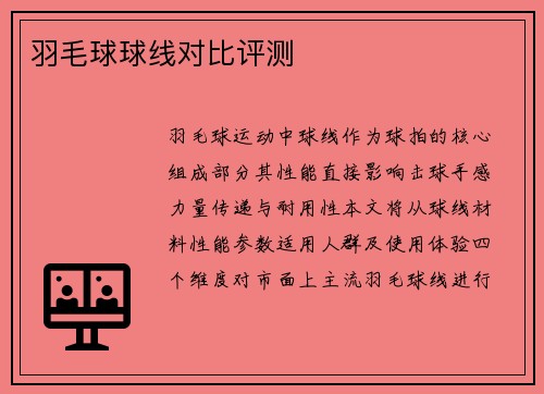 羽毛球球线对比评测
